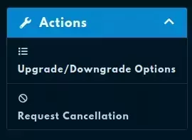The Request Cancellation button on the Client Area Sidebar