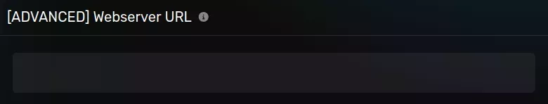 The "Webserver URL" pane with a default blank value.