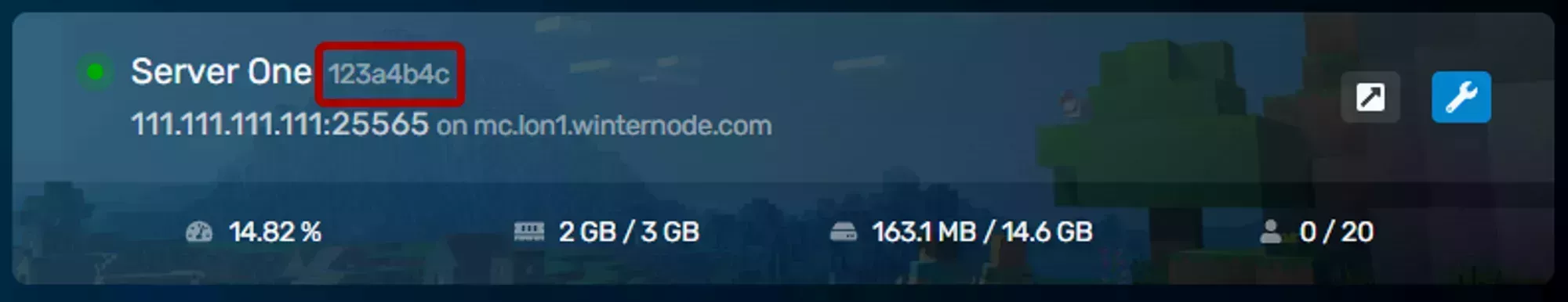 The UUID of a server a server listed in the GCP Server list, located on the top right of the entry