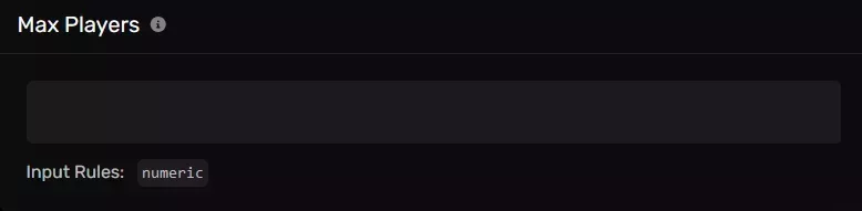 The Max Players modal with an empty field, located on the Startup Parameters tab