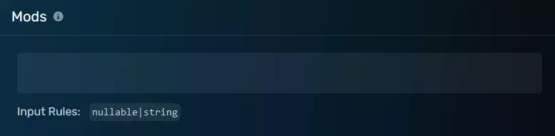 The Mods modal with the with an empty field, located on the Startup Parameters tab