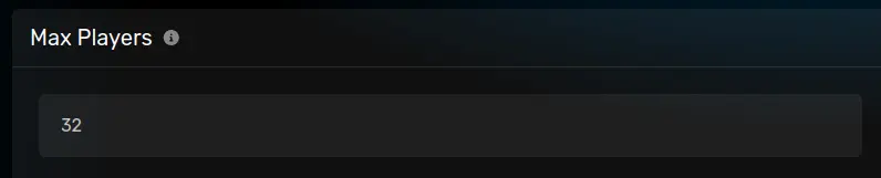Max Players input on Startup Paramaters Page