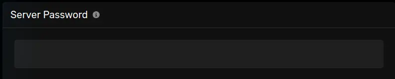 Server Password input on Startup Paramaters Page