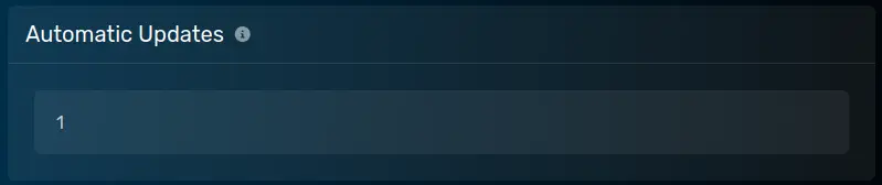 The "Automatic Updates" panel with the default value of 1, located on the Startup Parameters tab.